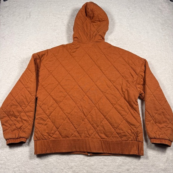 Wild Fable Quilted Full Zip Hoodie Women's M Orange Diamond Stitch Streetcore - Picture 7 of 10